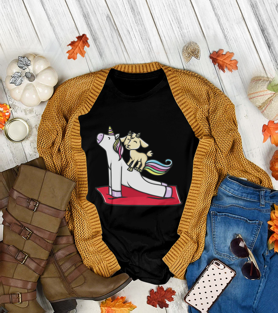 Funny Goat Balancing On Yoga Pose Unicorn T-Shirt