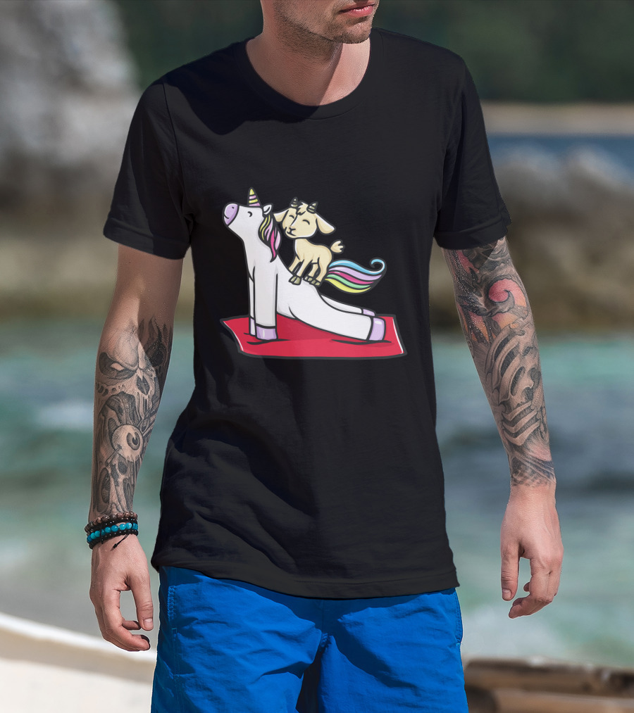 Funny Goat Balancing On Yoga Pose Unicorn T-Shirt