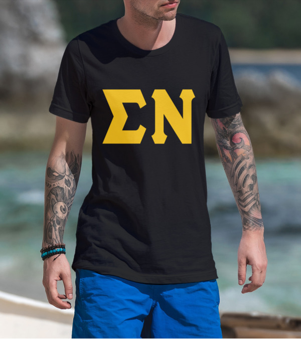 Mens Sigma Greek Letters ΣΝ T-Shirt