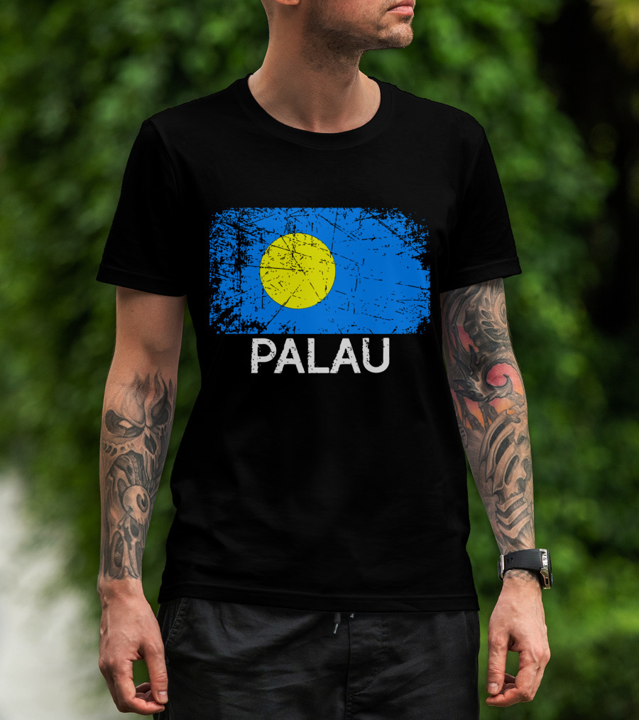 Vintage Palauan Flag Graphic Palau T-Shirt