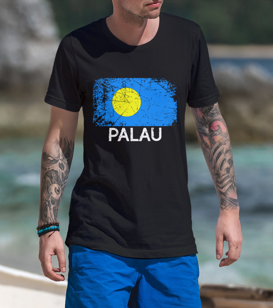 Vintage Palauan Flag Graphic Palau T-Shirt
