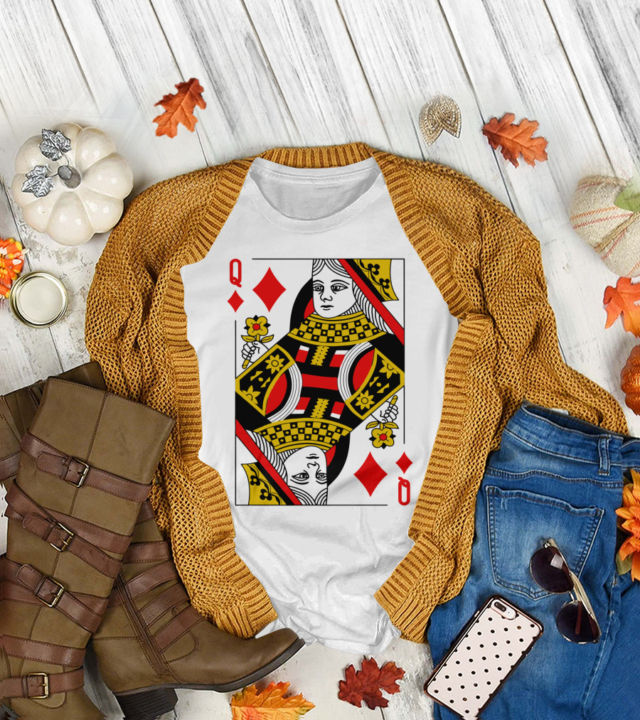 Queen of Diamonds Poker Card Halloween Group Costume T-Shirt