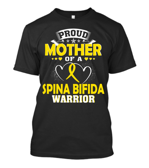 Proud Mother Of A Spina Bifida Warrior With Heart Ribbon And Stars T-Shirt
