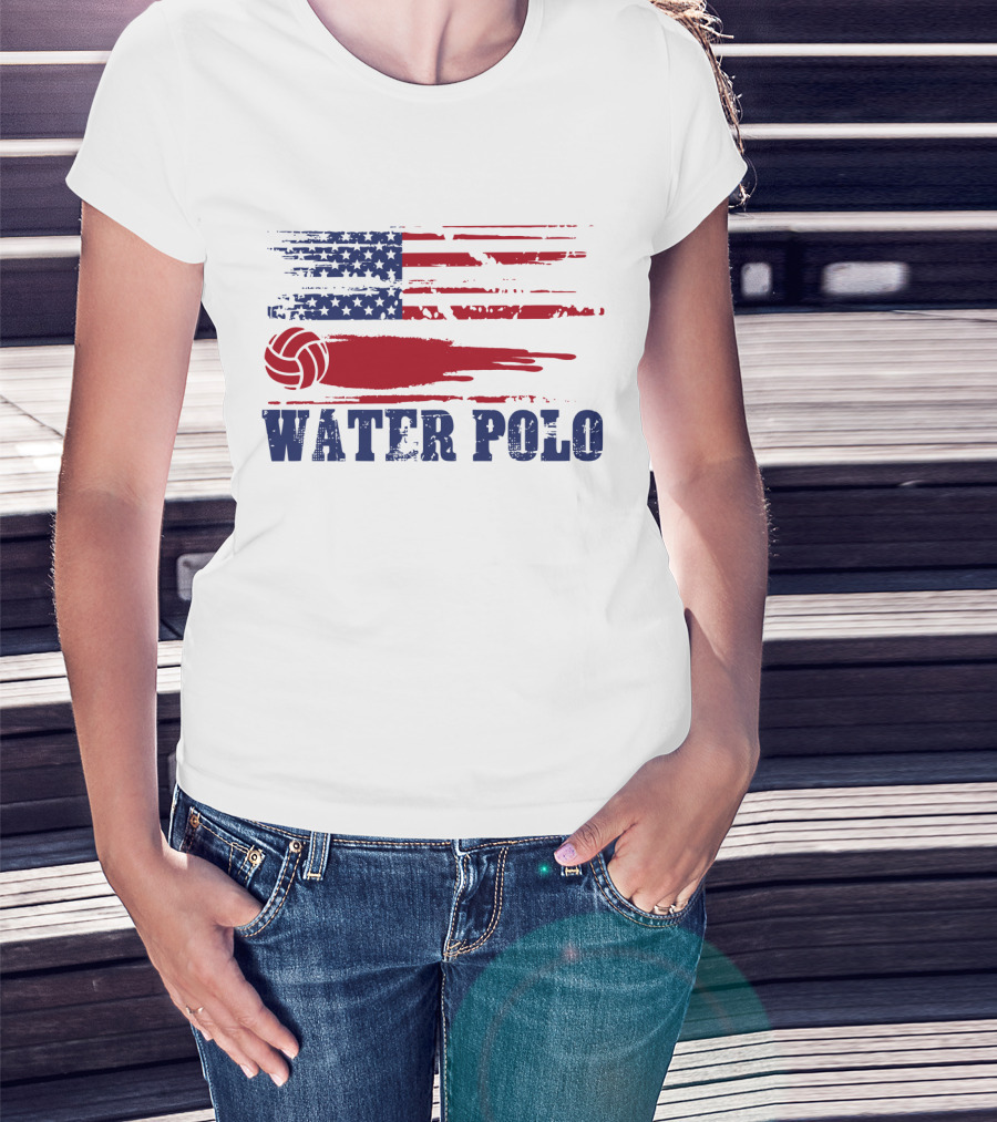 USA Water Polo American Flag Team Spirit Aquatic Sport T-Shirt