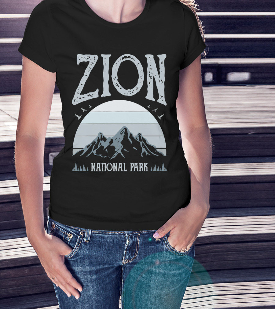 Zion National Park Mountains With Sun And Birds T-Shirt