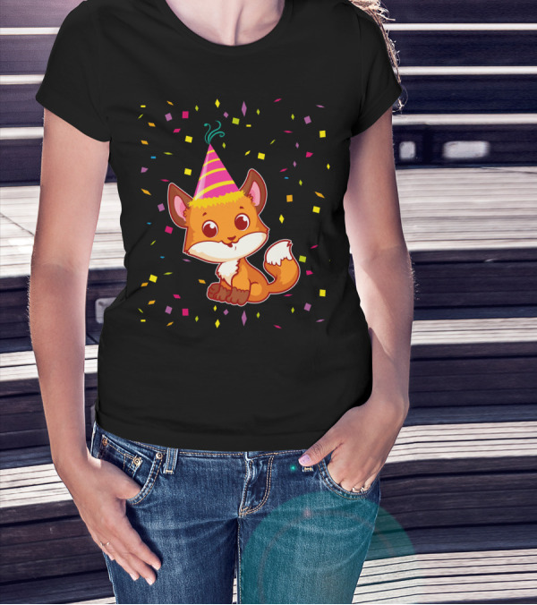 Funny Fox Birthday Confetti T-Shirt