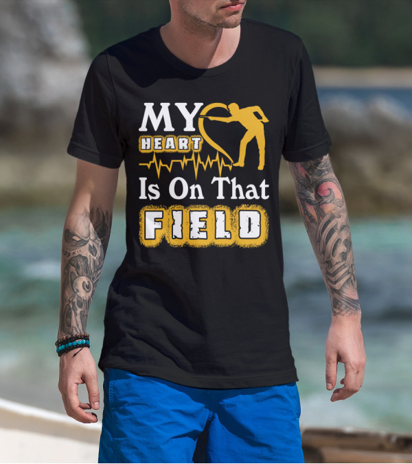 My Heart Is On That Field Billiards Player Heartbeat T-Shirt
