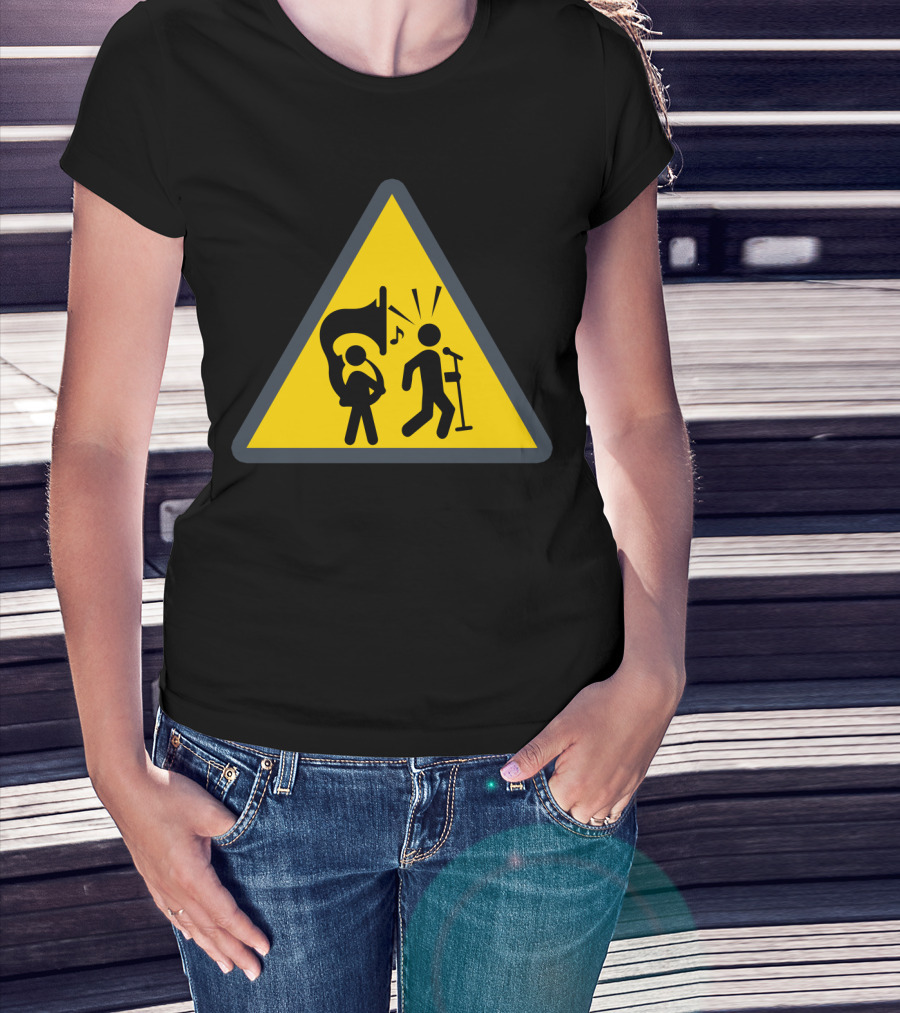 Warning Tuba Player Stick Figure Comedy T-Shirt