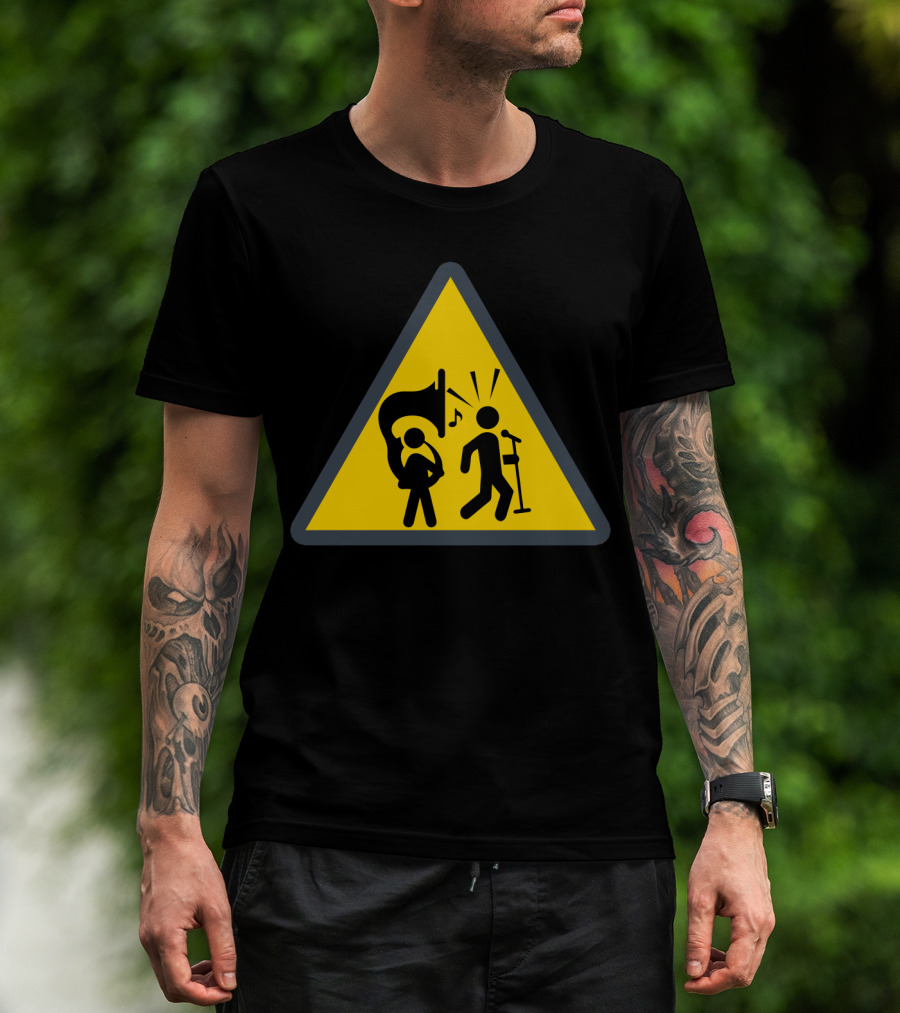 Warning Tuba Player Stick Figure Comedy T-Shirt