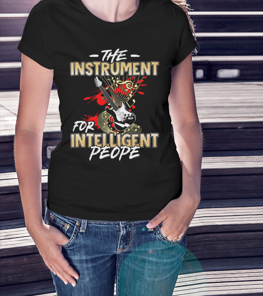 Guitar The Instrument For Intelligent People Electric Music Notes T-Shirt