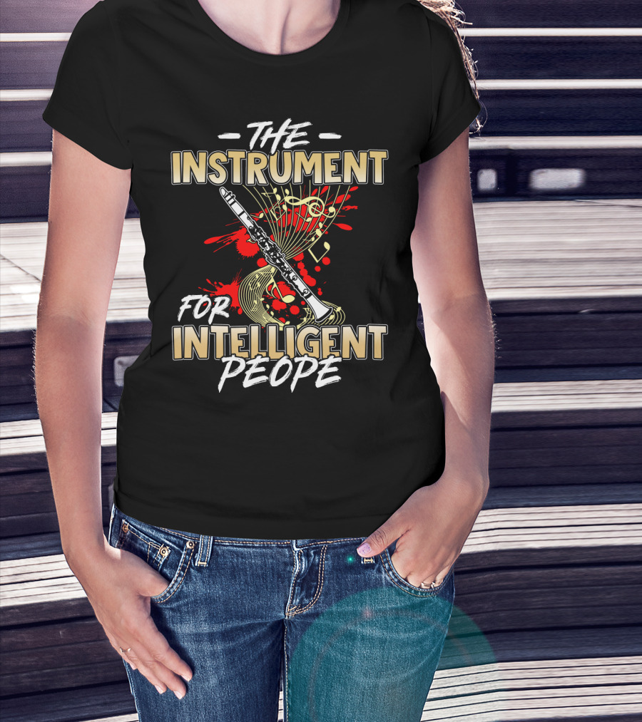 The Clarinet: The Instrument For Intelligent People With Musical Notes And Swirls T-Shirt