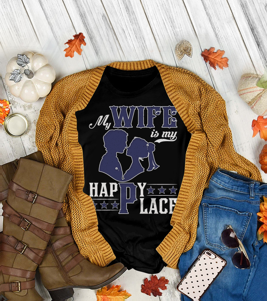 My Wife Is My Happy Place Silhouette Stars T-Shirt