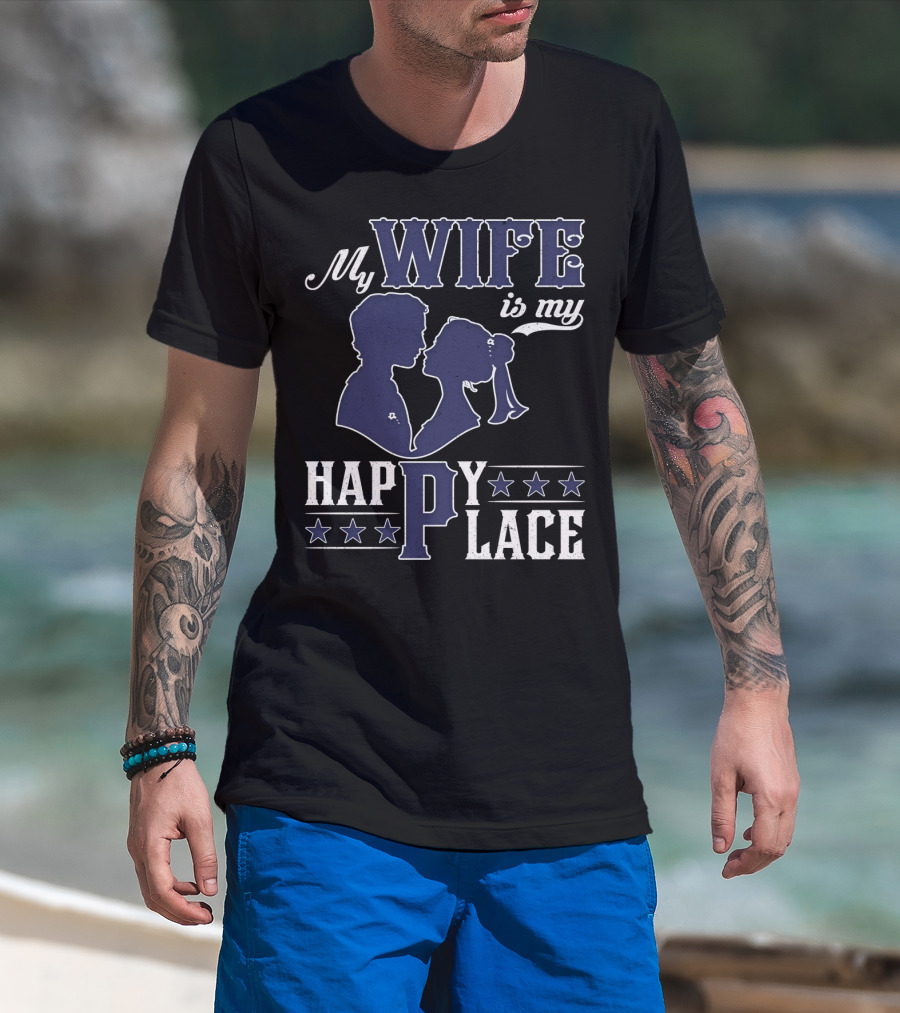 My Wife Is My Happy Place Silhouette Stars T-Shirt