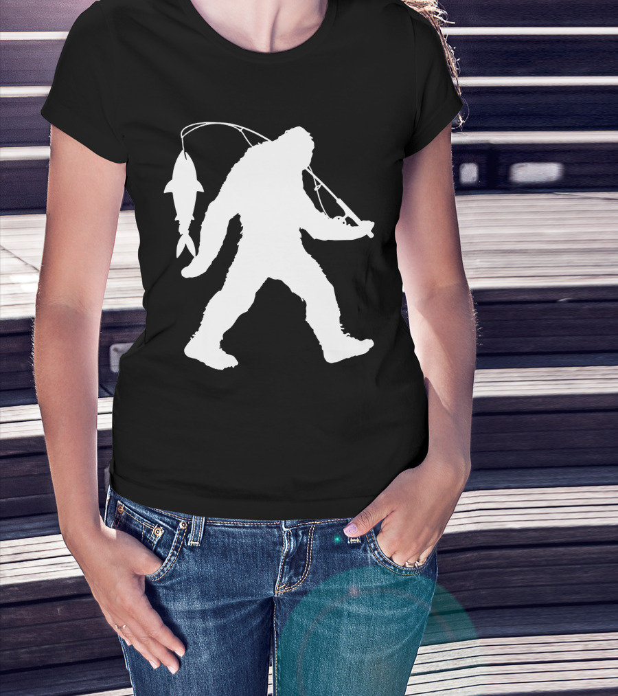 Bigfoot Fishing With Catching Fisherman T-Shirt