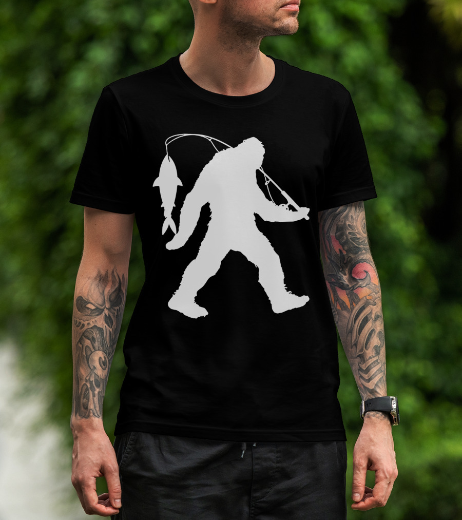 Bigfoot Fishing With Catching Fisherman T-Shirt