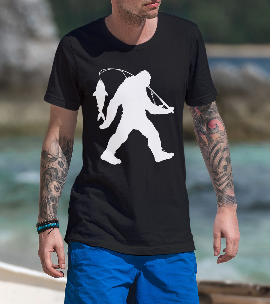 Bigfoot Fishing With Catching Fisherman T-Shirt