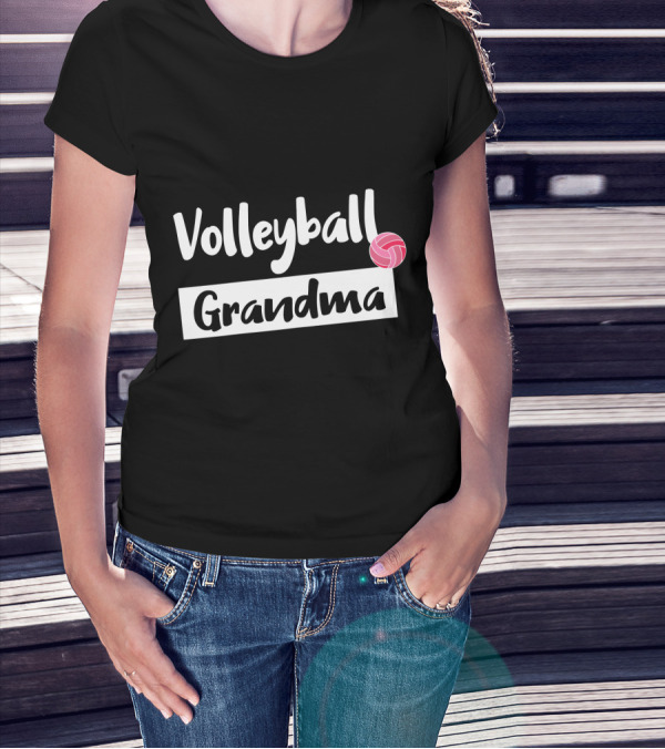Volleyball Grandma Fun Pink Ball Motif T-Shirt