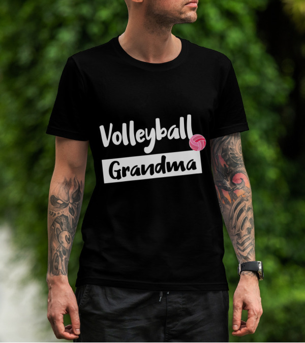 Volleyball Grandma Fun Pink Ball Motif T-Shirt