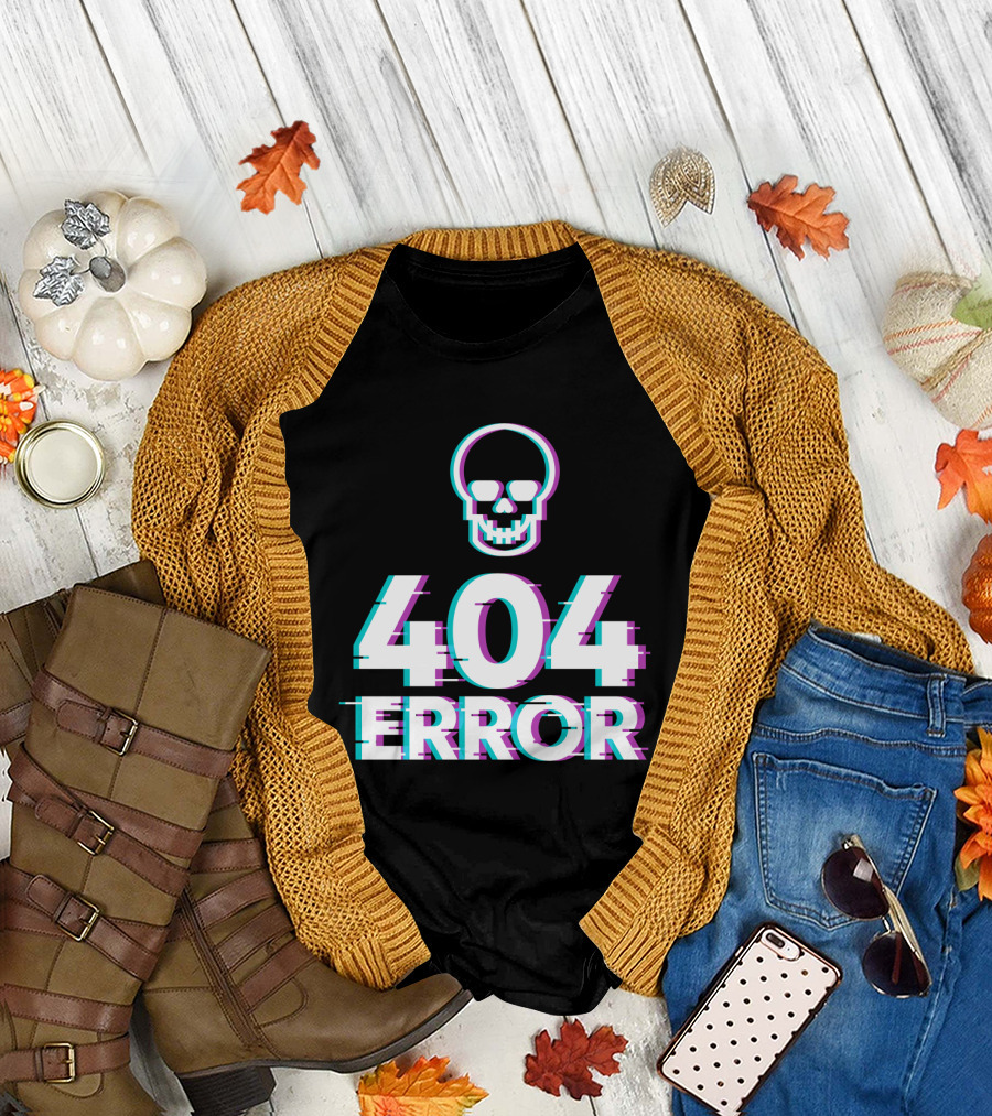 404 Error Skull Glitch T-Shirt