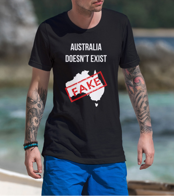 Australia Doesn't Exist Fake Flat Earth Society T-Shirt