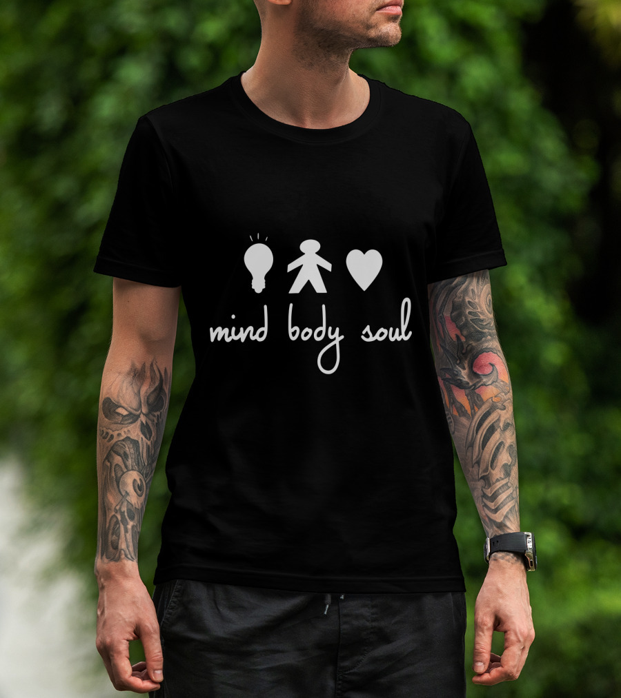 Mind Body Soul Icon Light Bulb Figure Heart Mindfulness T-Shirt