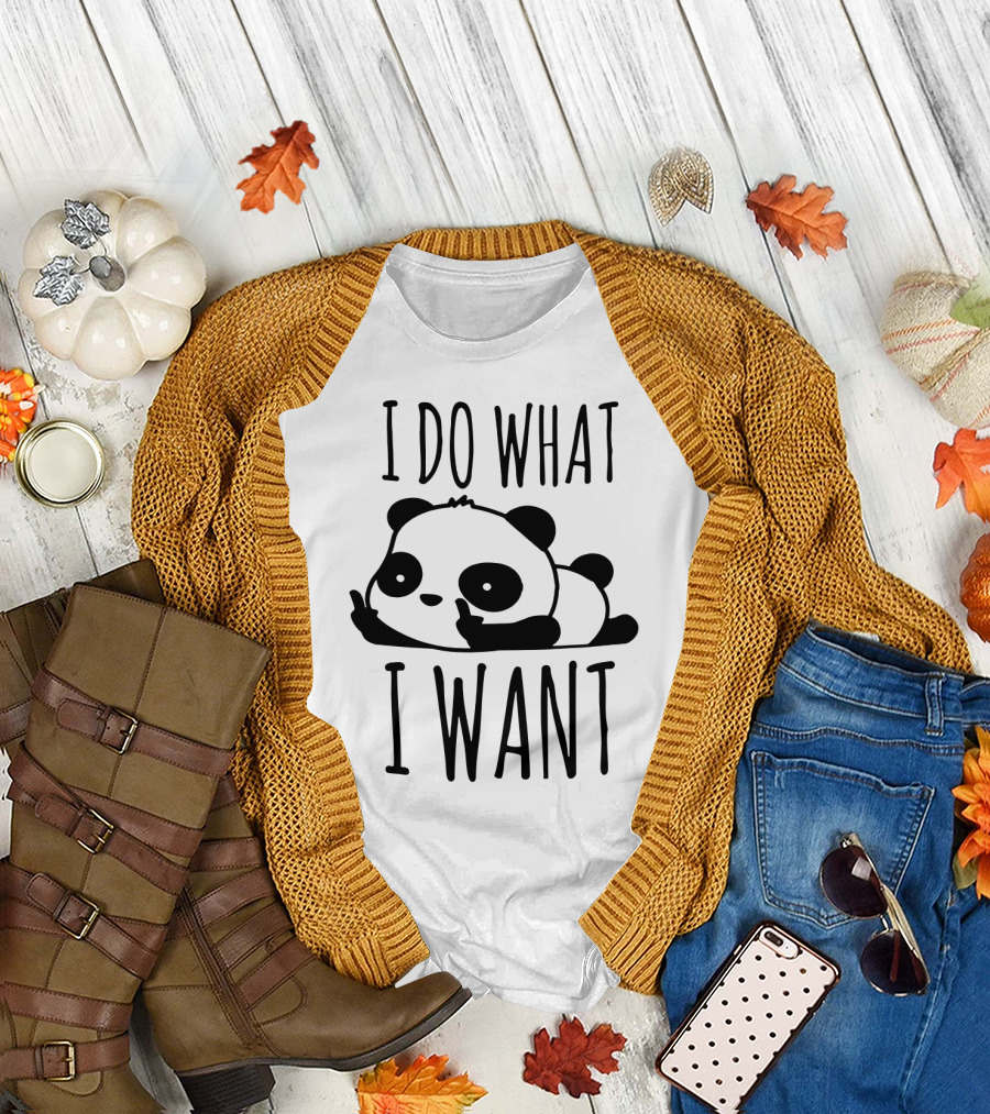 I DO WHAT I WANT Panda Peace Fingers T-Shirt