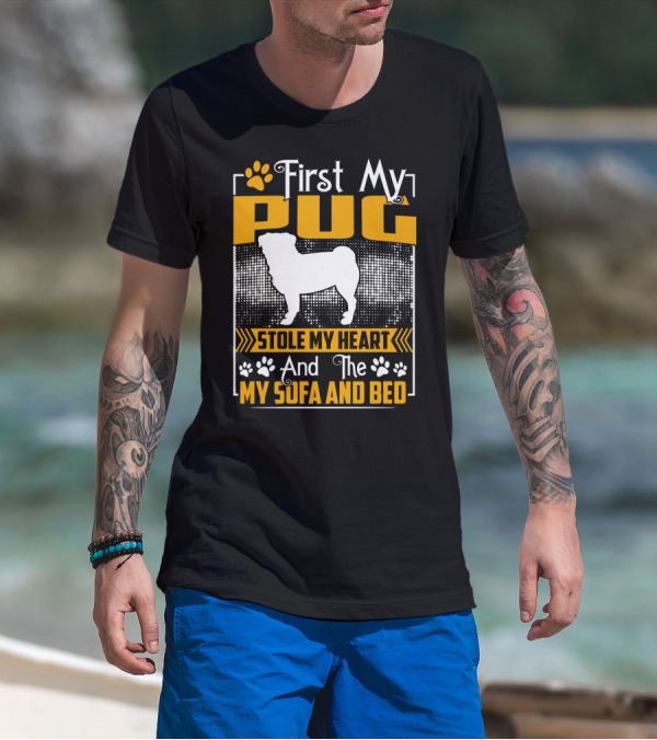 First My Pug Stole My Heart And Then My Sofa And Bed T-Shirt