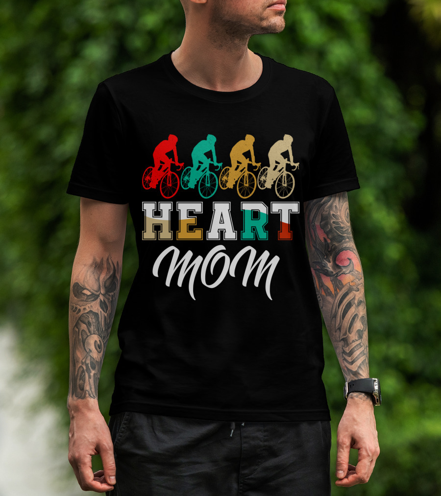Cycling Heart Mom Colorful Biking T-Shirt