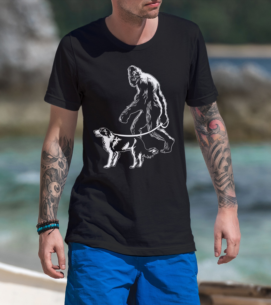 Bigfoot Walking Border Collie T-Shirt