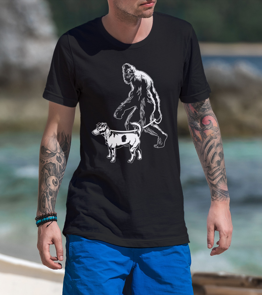Bigfoot Walking Jack Russell Terrier T-Shirt