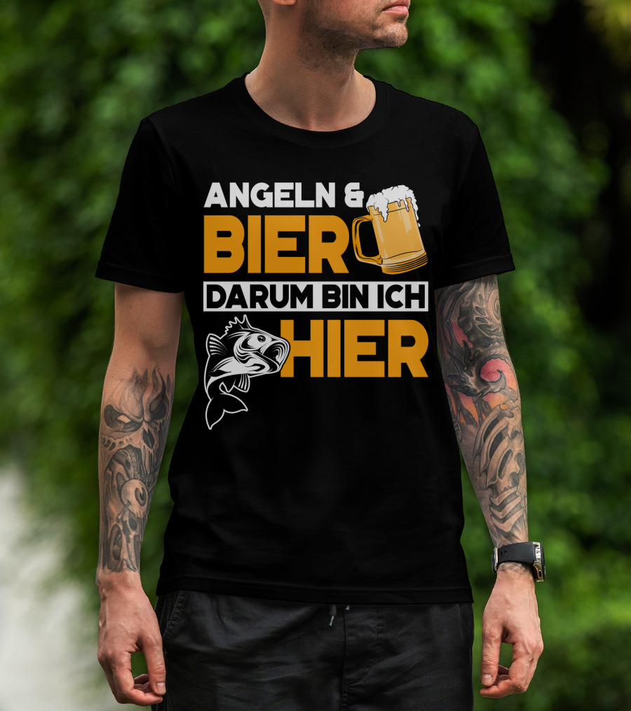 Angeln And Bier Darum Bin Ich Hier T-Shirt