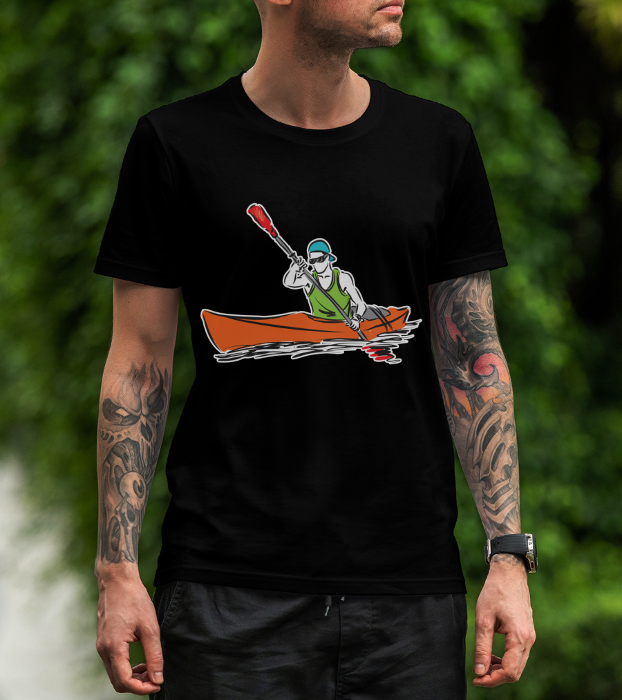 Grönland Kajak Paddel Sportler Line Zeichnen T-Shirt