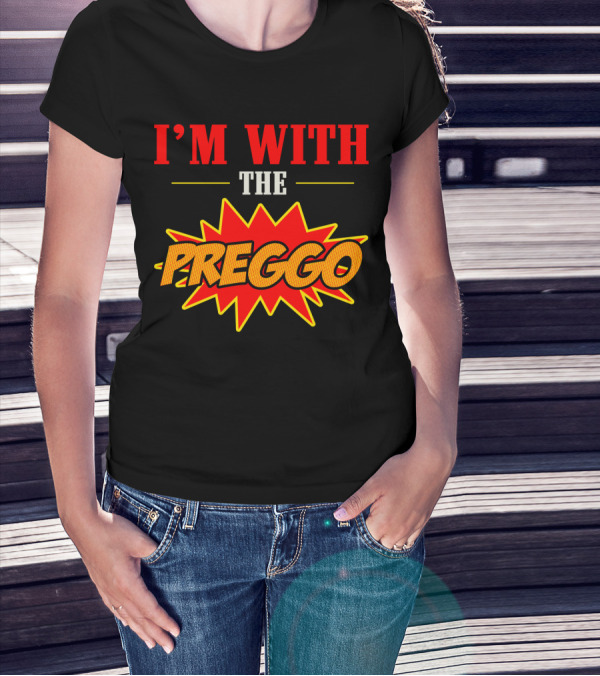 I'm With The Preggo Comic Style Burst T-Shirt