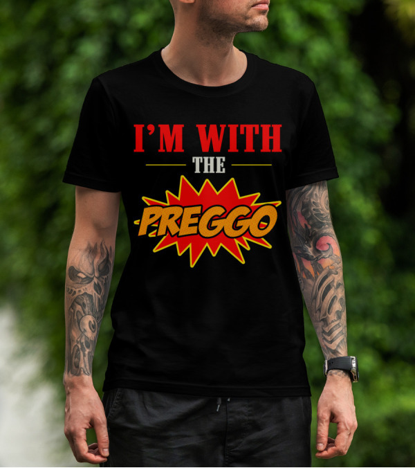 I'm With The Preggo Comic Style Burst T-Shirt