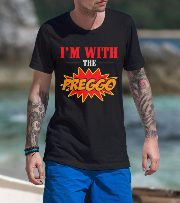 I'm With The Preggo Comic Style Burst T-Shirt