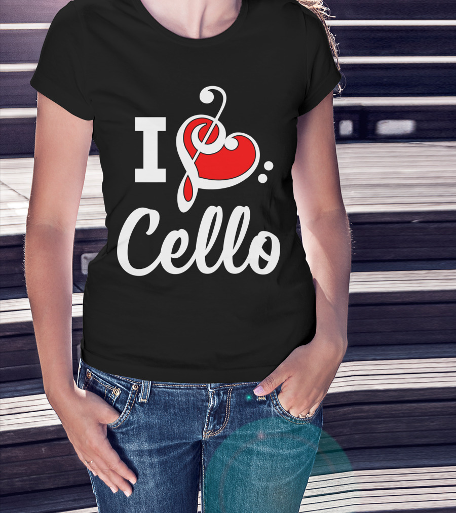 I Love Cello Treble Clef Heart T-Shirt