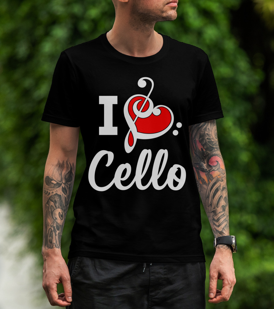 I Love Cello Treble Clef Heart T-Shirt