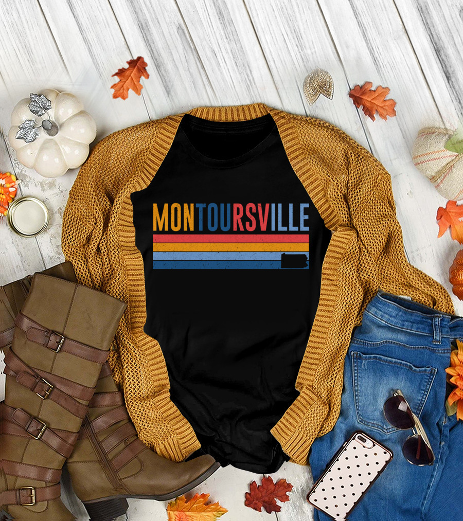 Montoursville Retro 80s Style Striped Pennsylvania T-Shirt