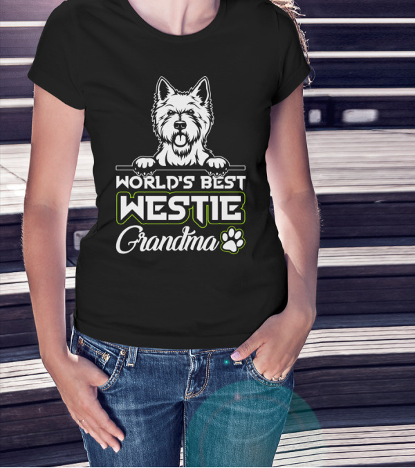 World's Best Westie Grandma Paw Print T-Shirt