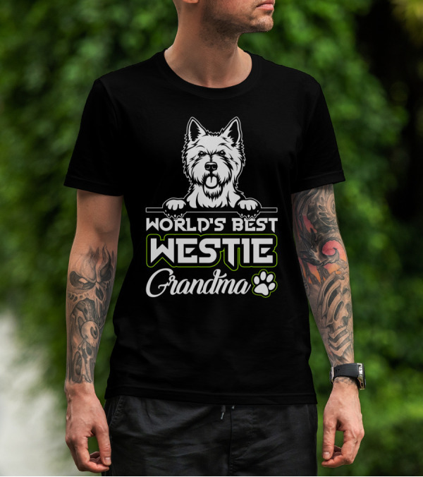 World's Best Westie Grandma Paw Print T-Shirt