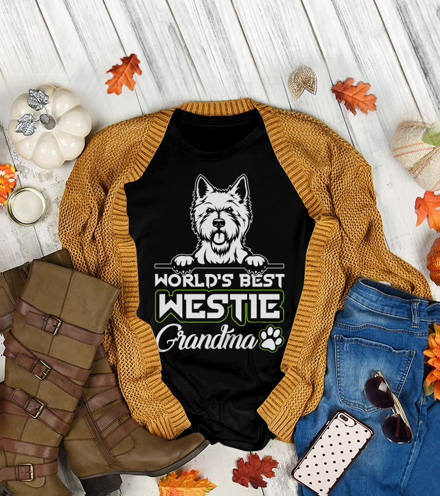 World's Best Westie Grandma Paw Print T-Shirt