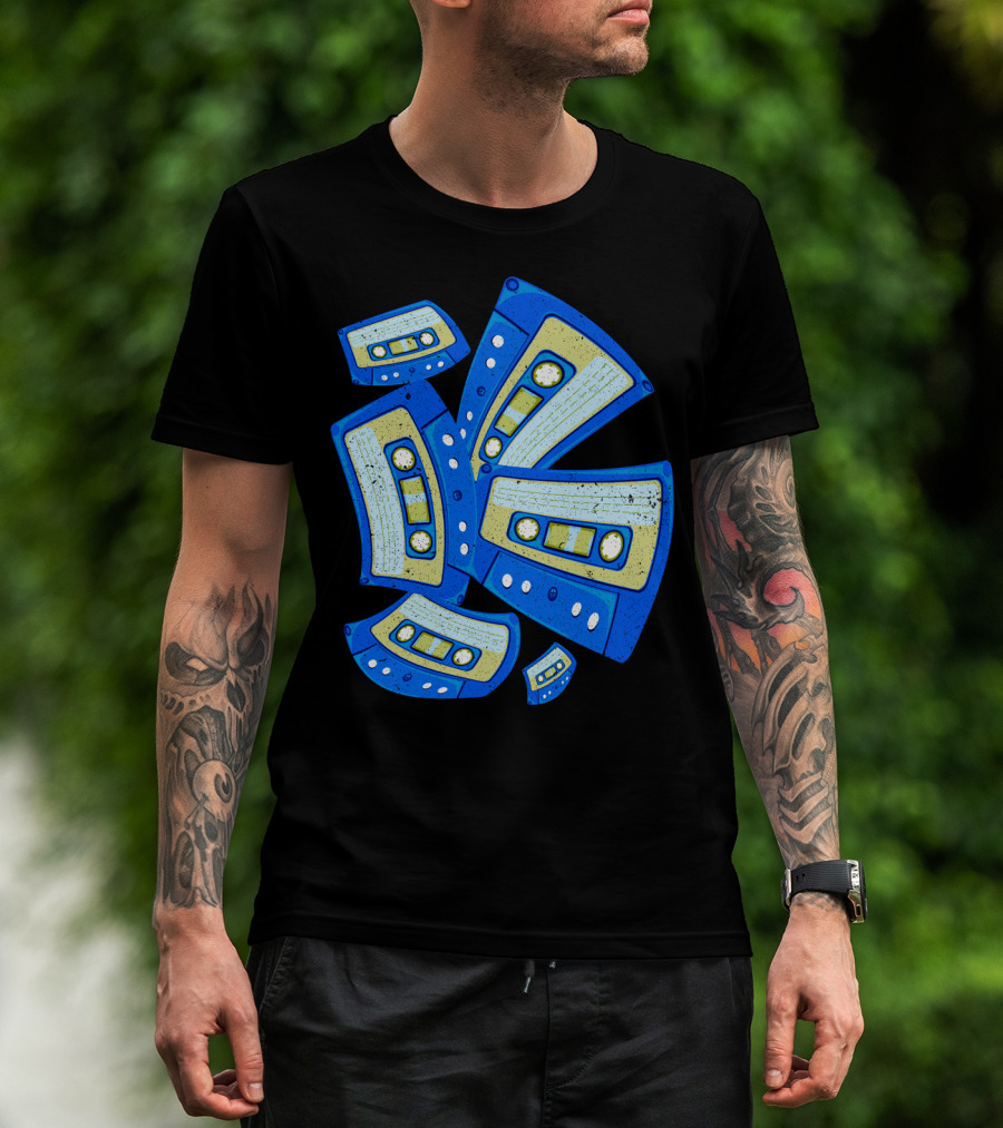 Vaporwave Cassette Mixtape Analog Music Retro Aesthetic Blue Tapes T-Shirt