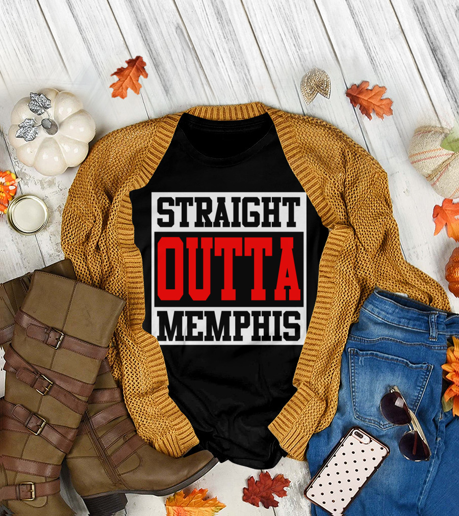 Straight Outta Memphis Bold Urban Block Text T-Shirt