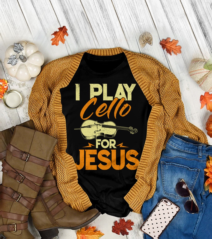 I Play Cello For Jesus Cello Illustration Christian Musicians T-Shirt