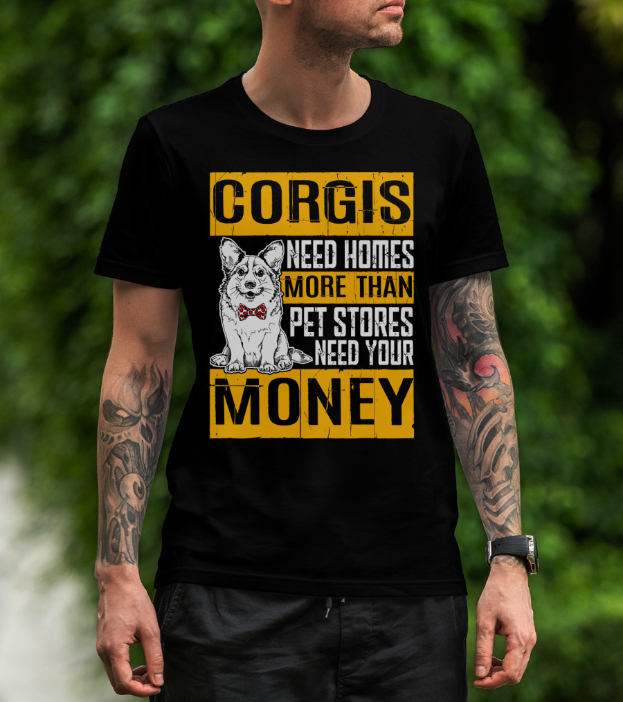 Corgis Need Homes More Than Pet Stores Need Your Money Bowtie T-Shirt