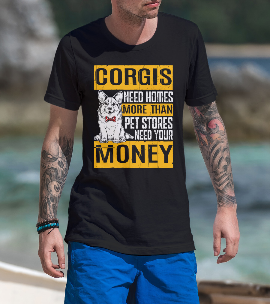 Corgis Need Homes More Than Pet Stores Need Your Money Bowtie T-Shirt