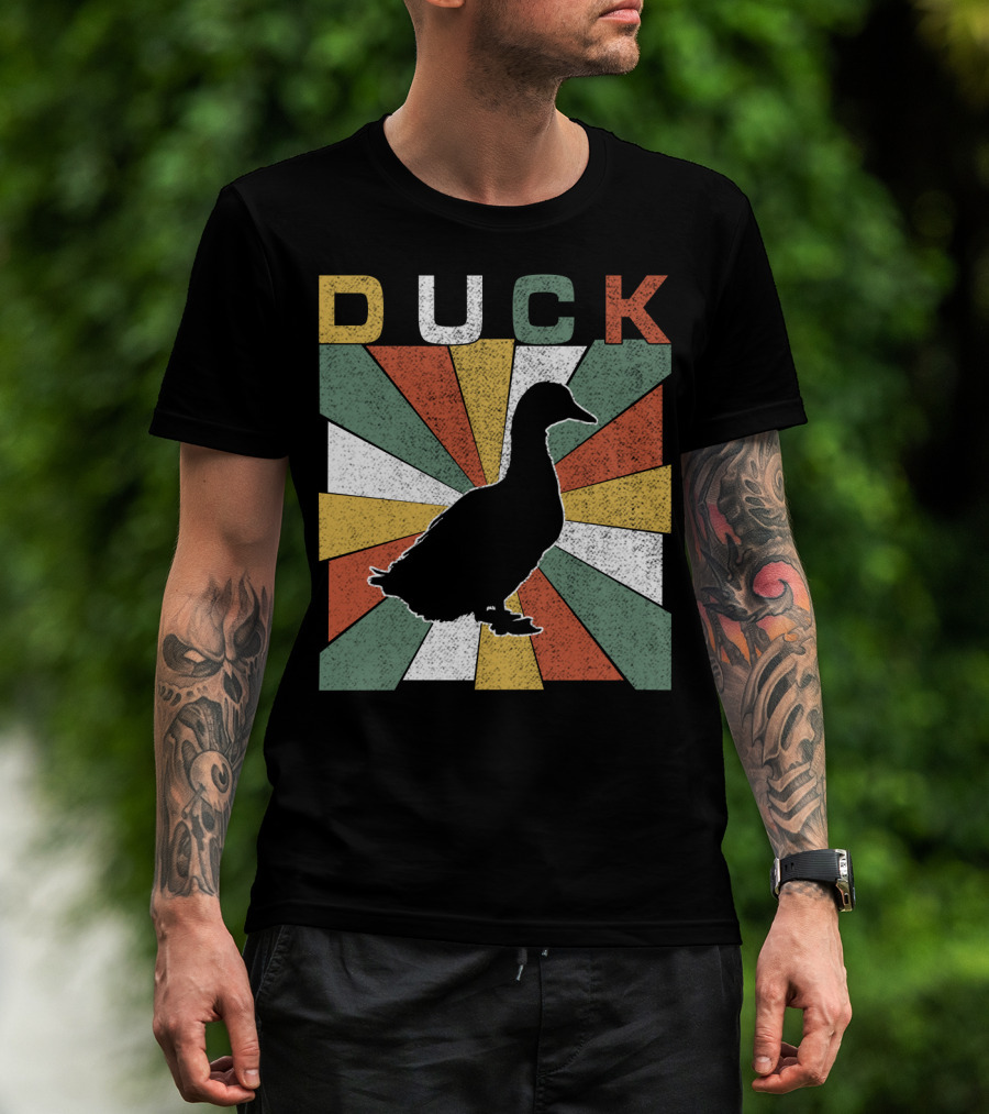 Duck Retro 70s Vintage Silhouette Sunburst T-Shirt