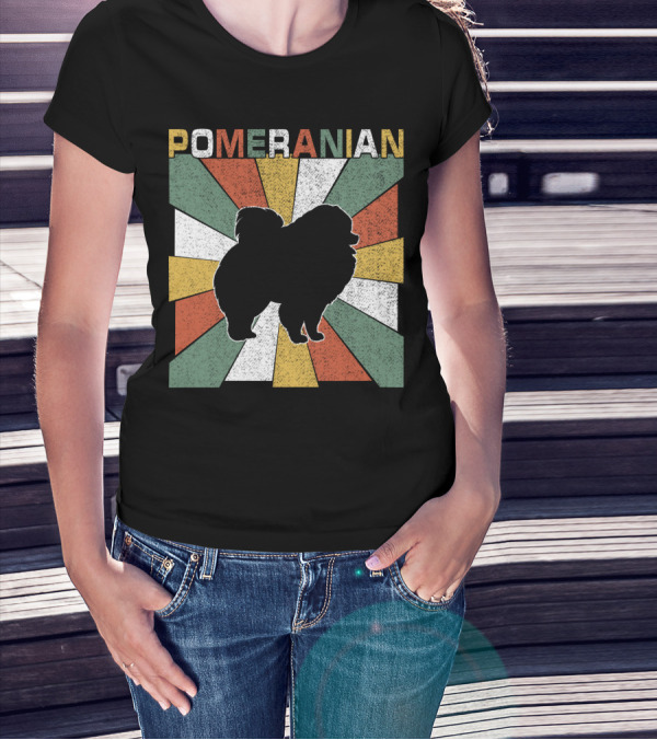 Pomeranian Dogs Retro 70s T-Shirt