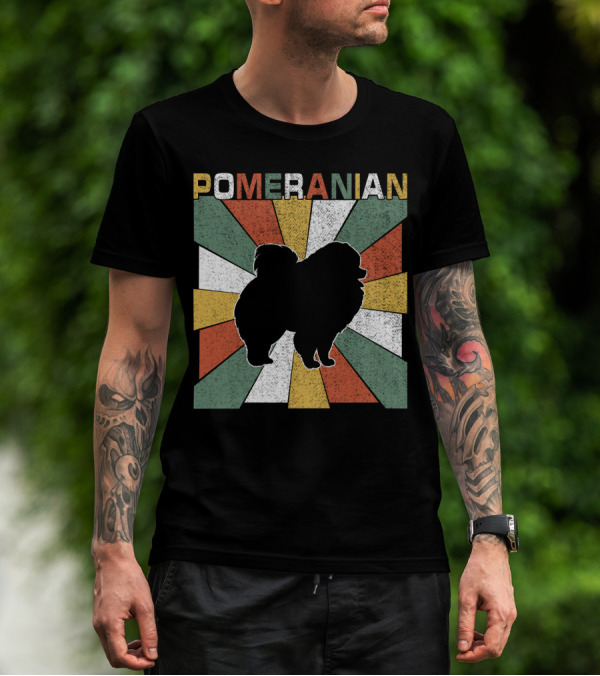 Pomeranian Dogs Retro 70s T-Shirt