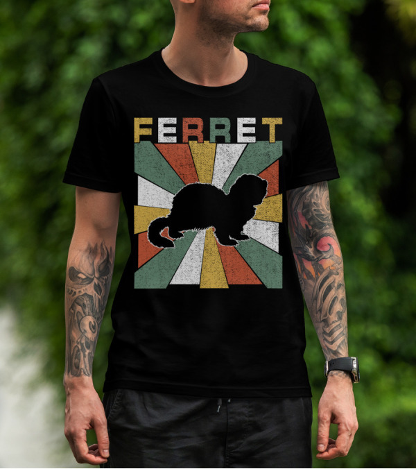 Ferret Vintage Silhouette With Retro 70s Sunburst T-Shirt